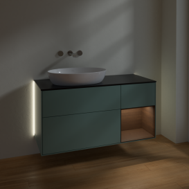 Тумба под раковину Villeroy & Boch Finion 120х50,1 см с подсветкой МДФ оливковый матовый лак/стекло черное матовое GA52GNGM