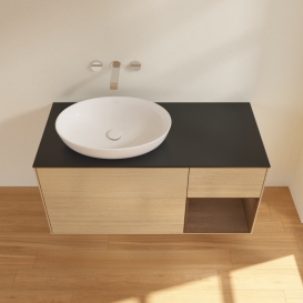 Тумба под раковину Villeroy & Boch Finion 120х50,1 см с подсветкой МДФ шпон дуба/стекло черное матовое GA52GNPC