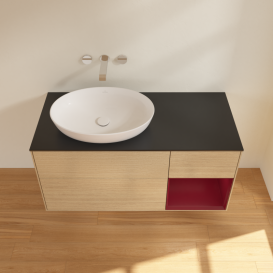 Тумба под раковину Villeroy & Boch Finion 120х50,1 см с подсветкой МДФ шпон дуба/стекло черное матовое GA52HBPC