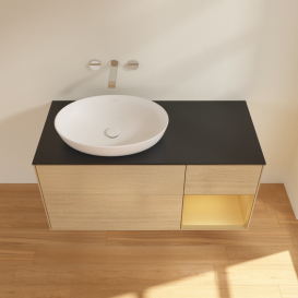 Тумба под раковину Villeroy & Boch Finion 120х50,1 см с подсветкой МДФ шпон дуба/стекло черное матовое GA52HFPC