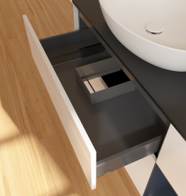 Тумба под раковину Villeroy & Boch Finion 120х50,1 см с подсветкой МДФ глянцевый белый лак/стекло черное матовое GA52HGGF