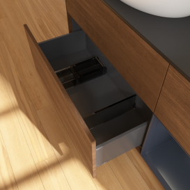 Тумба под раковину Villeroy & Boch Finion 120х50,1 см с подсветкой МДФ шпон грецкого ореха/стекло черное матовое GA52HGGN