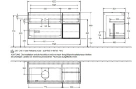 Тумба под раковину Villeroy & Boch Finion 120х50,1 см с подсветкой МДФ шпон грецкого ореха/стекло черное матовое GA52HGGN