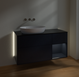 Тумба под раковину Villeroy & Boch Finion 120х50,1 см с подсветкой МДФ темно-синий матовый лак/стекло черное матовое GA52HGHG