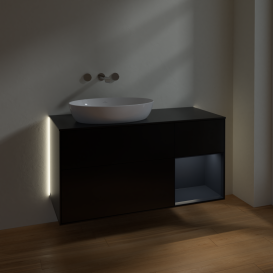 Тумба под раковину Villeroy & Boch Finion 120х50,1 см с подсветкой МДФ черный матовый лак/стекло черное матовое GA52HGPD