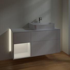 Тумба под раковину Villeroy & Boch Finion 120х50,1 см с подсветкой МДФ глянцевый белый лак/стекло белое матовое G141GFGF