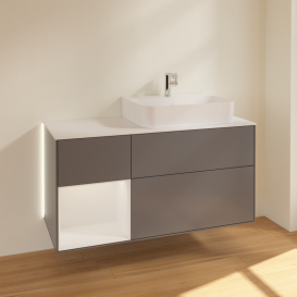 Тумба под раковину Villeroy & Boch Finion 120х50,1 см с подсветкой МДФ антрацит матовый лак/стекло белое матовое G141GFGK