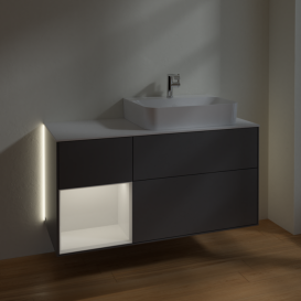 Тумба под раковину Villeroy & Boch Finion 120х50,1 см с подсветкой МДФ антрацит матовый лак/стекло белое матовое G141GFGK