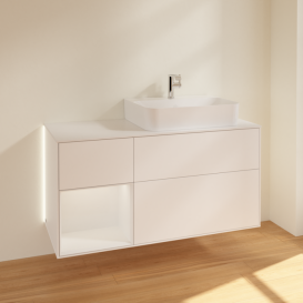 Тумба під раковину Villeroy & Boch Finion 120х50,1 см із підсвічуванням МДФ білий матовий лак/скло біле матове G141GFMT