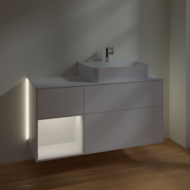 Тумба під раковину Villeroy & Boch Finion 120х50,1 см із підсвічуванням МДФ білий матовий лак/скло біле матове G141GFMT
