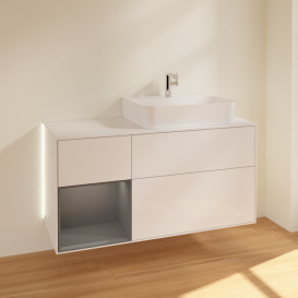 Тумба под раковину Villeroy & Boch Finion 120х50,1 см с подсветкой МДФ глянцевый белый лак/стекло белое матовое G141GKGF