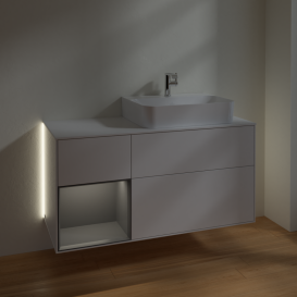 Тумба під раковину Villeroy & Boch Finion 120х50,1 см із підсвічуванням МДФ білий глянцевий лак/скло біле матове G141GKGF
