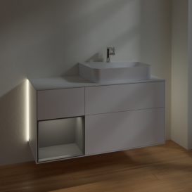 Тумба под раковину Villeroy & Boch Finion 120х50,1 см с подсветкой МДФ белый матовый лак/стекло белое матовое G141GKMT