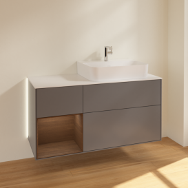 Тумба под раковину Villeroy & Boch Finion 120х50,1 см с подсветкой МДФ антрацит матовый лак/стекло белое матовое G141GNGK