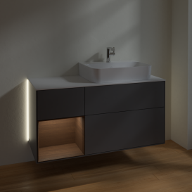 Тумба под раковину Villeroy & Boch Finion 120х50,1 см с подсветкой МДФ антрацит матовый лак/стекло белое матовое G141GNGK