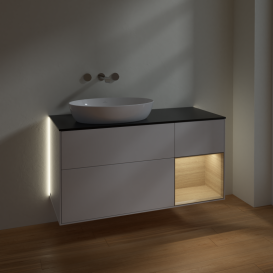 Тумба под раковину Villeroy & Boch Finion 120х50,1 см с подсветкой МДФ глянцевый белый лак/стекло черное матовое GA52PCGF