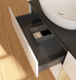 Тумба под раковину Villeroy & Boch Finion 120х50,1 см с подсветкой МДФ глянцевый белый лак/стекло черное матовое GA52PCGF