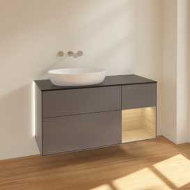 Тумба под раковину Villeroy & Boch Finion 120х50,1 см с подсветкой МДФ антрацит матовый лак/стекло черное матовое GA52PCGK