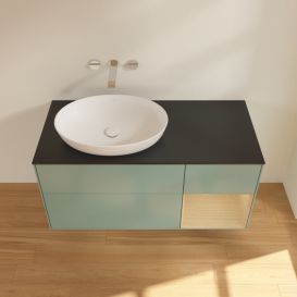 Тумба под раковину Villeroy & Boch Finion 120х50,1 см с подсветкой МДФ оливковый матовый лак/стекло черное матовое GA52PCGM