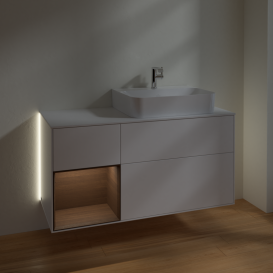 Тумба под раковину Villeroy & Boch Finion 120х50,1 см с подсветкой МДФ белый матовый лак/стекло белое матовое G141GNMT