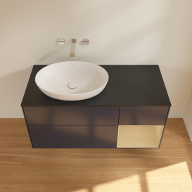 Тумба под раковину Villeroy & Boch Finion 120х50,1 см с подсветкой МДФ темно-синий матовый лак/стекло черное матовое GA52PCHG