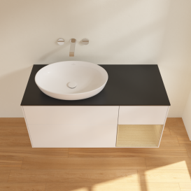 Тумба под раковину Villeroy & Boch Finion 120х50,1 см с подсветкой МДФ белый матовый лак/стекло черное матовое GA52PCMT