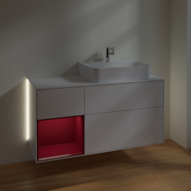 Тумба под раковину Villeroy & Boch Finion 120х50,1 см с подсветкой МДФ белый глянцевый лак/стекло белое матовое G141HBGF
