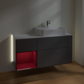 Тумба под раковину Villeroy & Boch Finion 120х50,1 см с подсветкой МДФ антрацит матовый лак/стекло белое матовое G141HBGK