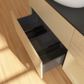 Тумба под раковину Villeroy & Boch Finion 120х50,1 см с подсветкой МДФ шпон дуба/стекло черное матовое GA52PCPC