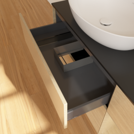 Тумба под раковину Villeroy & Boch Finion 120х50,1 см с подсветкой МДФ шпон дуба/стекло черное матовое GA52PCPC