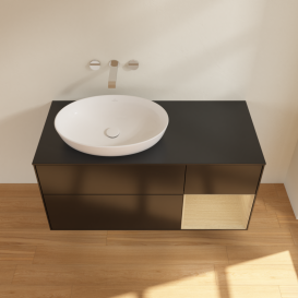 Тумба под раковину Villeroy & Boch Finion 120х50,1 см с подсветкой МДФ черный матовый лак/стекло черное матовое GA52PCPD