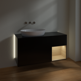 Тумба под раковину Villeroy & Boch Finion 120х50,1 см с подсветкой МДФ черный матовый лак/стекло черное матовое GA52PCPD