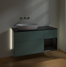 Тумба под раковину Villeroy & Boch Finion 120х50,1 см с подсветкой МДФ оливковый матовый лак/стекло черное матовое GA52PDGM