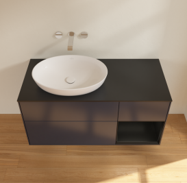 Тумба под раковину Villeroy & Boch Finion 120х50,1 см с подсветкой МДФ темно-синий матовый лак/стекло черное матовое GA52PDHG