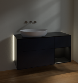 Тумба под раковину Villeroy & Boch Finion 120х50,1 см с подсветкой МДФ темно-синий матовый лак/стекло черное матовое GA52PDHG