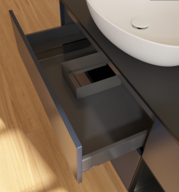 Тумба под раковину Villeroy & Boch Finion 120х50,1 см с подсветкой МДФ темно-синий матовый лак/стекло черное матовое GA52PDHG