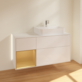 Тумба под раковину Villeroy & Boch Finion 120х50,1 см с подсветкой МДФ глянцевый белый лак/стекло белое матовое G141HFGF