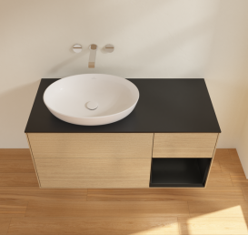 Тумба под раковину Villeroy & Boch Finion 120х50,1 см с подсветкой МДФ шпон дуба/стекло черное матовое GA52PDPC