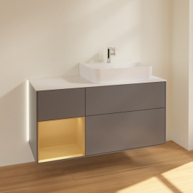 Тумба под раковину Villeroy & Boch Finion 120х50,1 см с подсветкой МДФ антрацит матовый лак/стекло белое матовое G141HFGK