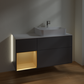 Тумба под раковину Villeroy & Boch Finion 120х50,1 см с подсветкой МДФ антрацит матовый лак/стекло белое матовое G141HFGK