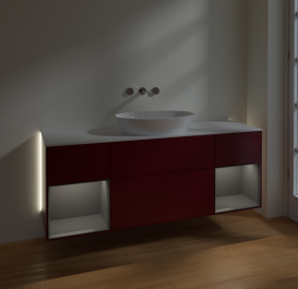 Тумба под раковину Villeroy & Boch Finion 160х50,1 см с подсветкой МДФ пион матовый лак/стекло белое матовое GD01GKHB