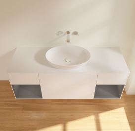 Тумба под раковину Villeroy & Boch Finion 160х50,1 см с подсветкой МДФ белый матовый лак/стекло белое матовое GD01GKMT