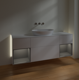 Тумба под раковину Villeroy & Boch Finion 160х50,1 см с подсветкой МДФ белый матовый лак/стекло белое матовое GD01GKMT