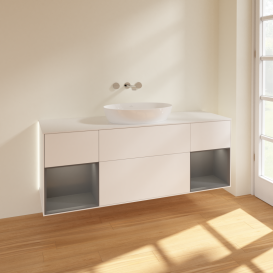 Тумба под раковину Villeroy & Boch Finion 160х50,1 см с подсветкой МДФ белый матовый лак/стекло белое матовое GD01GKMT