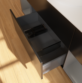 Тумба под раковину Villeroy & Boch Finion 160х50,1 см с подсветкой МДФ черный матовый лак/стекло белое матовое GD01GKPD