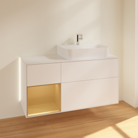 Тумба под раковину Villeroy & Boch Finion 120х50,1 см с подсветкой МДФ белый матовый лак/стекло белое матовое G141HFMT