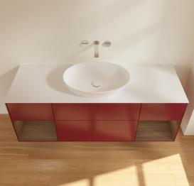 Тумба под раковину Villeroy & Boch Finion 160х50,1 см с подсветкой МДФ пион матовый лак/стекло белое матовое GD01GNHB