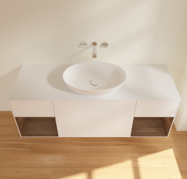 Тумба под раковину Villeroy & Boch Finion 160х50,1 см с подсветкой МДФ белый матовый лак/стекло белое матовое GD01GNMT