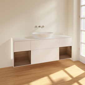 Тумба под раковину Villeroy & Boch Finion 160х50,1 см с подсветкой МДФ белый матовый лак/стекло белое матовое GD01GNMT