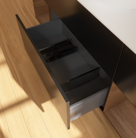 Тумба под раковину Villeroy & Boch Finion 160х50,1 см с подсветкой МДФ черный матовый лак/стекло белое матовое GD01GNPD